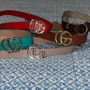Stylish Women's Belt Set - Red, Teal, Brown, Beige